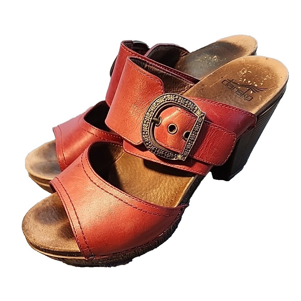 Dansko Shoes Womens 8.5/9 US 39 EU Leather Ramona Red Platform Heels 3" high